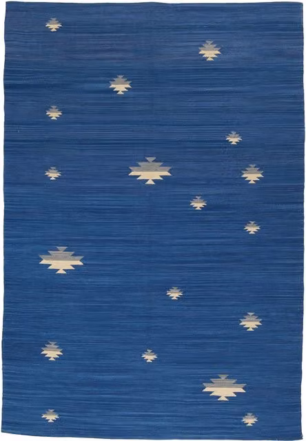 Alfombra Kilim de algodón hecha a mano de galleriafarah1970, azul, An/P: 230 x 160 cm