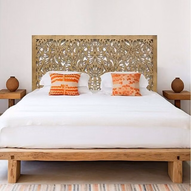 Cabecero de cama Mosaico 154 de ADM DECOR en madera de roble, diseño geométrico moderno, An/Al: 160 x 80 cm
