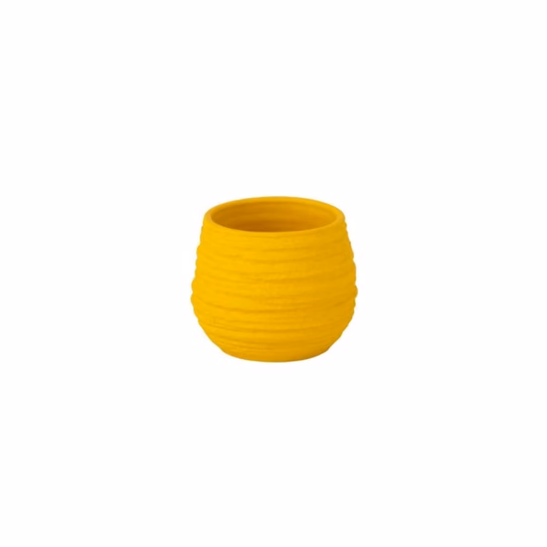 Macetero moderno de cerámica J-line color amarillo redondo para mesa An/P/Al: 17 x 14 x 14 cm