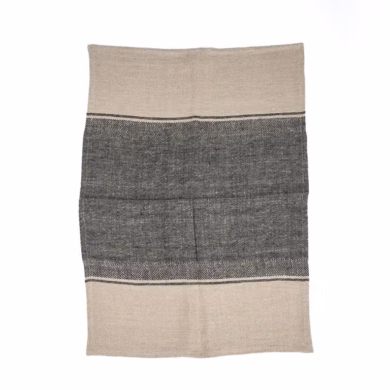 Paño de cocina de lino Bazar Bizar en marrón y negro An/P/Al: 50 x 70 x 2 cm