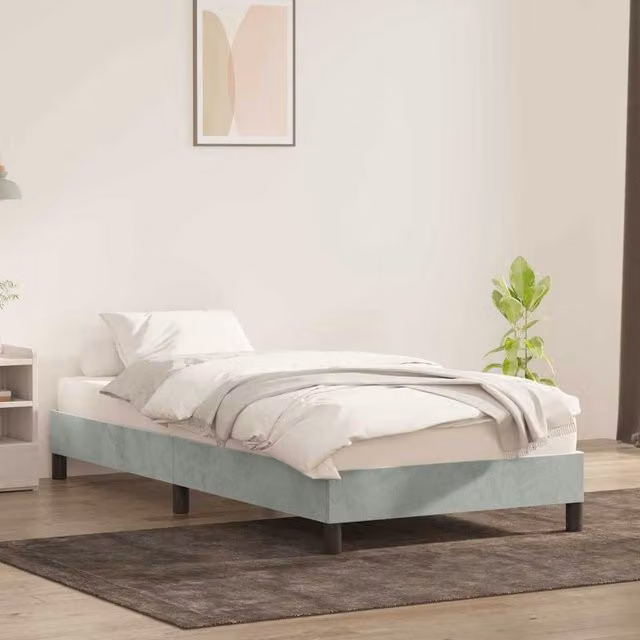 Estructura de cama tapizada SYFAX en terciopelo gris An/P/Al: 93 x 213 x 25 cm