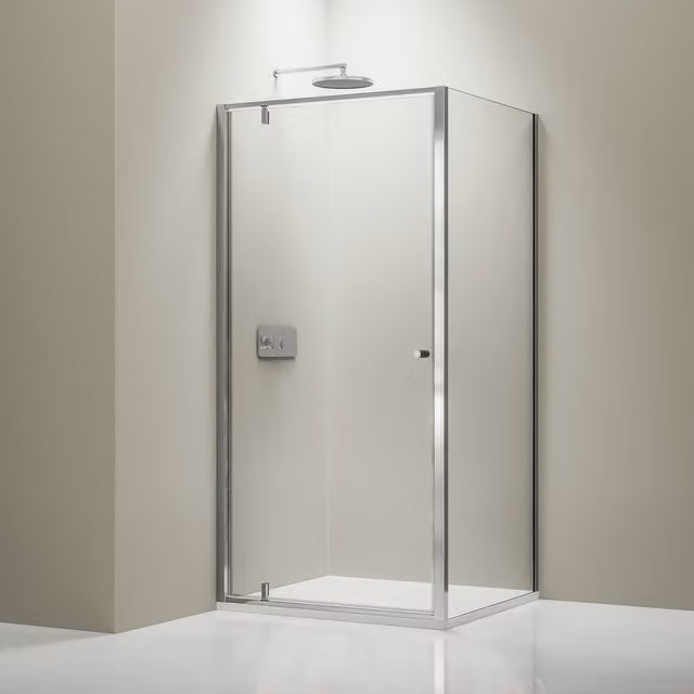 Cabina de ducha de esquina Bernstein NT604 FLEX con puertas plegables y cristal de 6 mm, An/P: 80 x 90 cm, Altura: 195 cm, color cromo y transparente