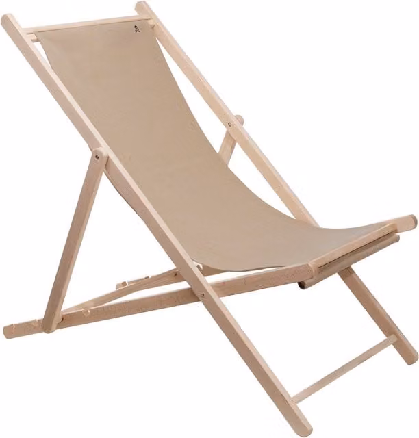 Hamaca plegable Scalpers de madera de haya sin brazos con lona color beige