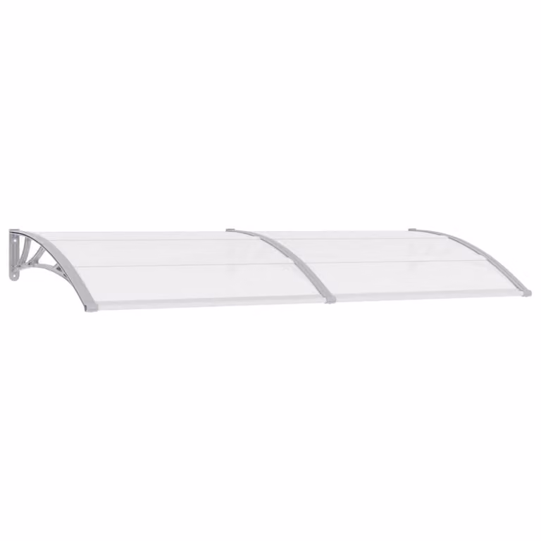 Marquesina para puerta vidaXL de policarbonato y aluminio en color gris, An/P: 240 x 100 cm
