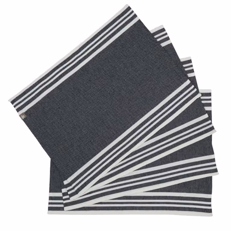 Set de 4 manteles individuales Mahdia de algodón con diseño gráfico en color negro, An/P: 35 x 50 cm