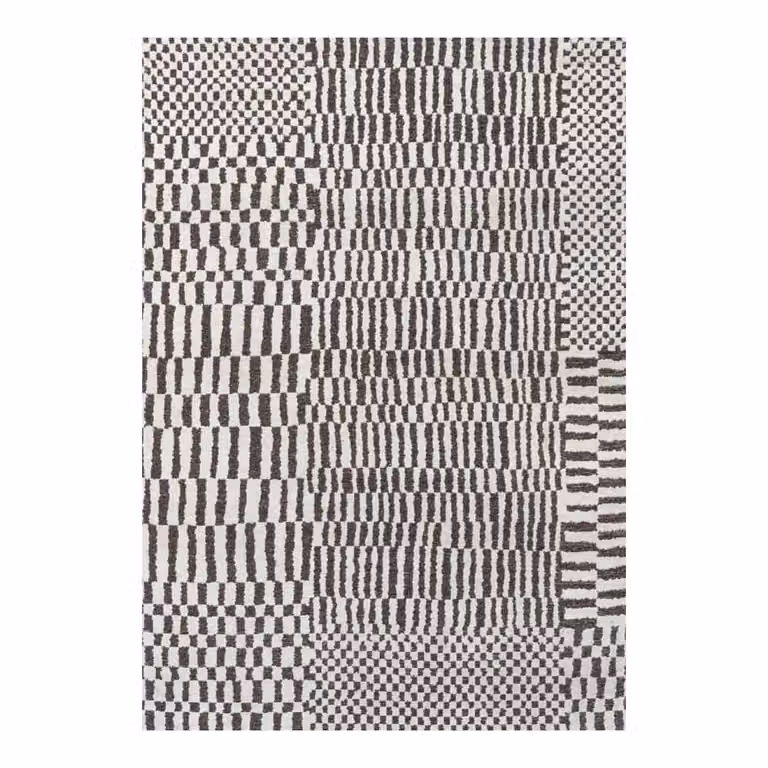 Alfombra lavable Louis de Poortere Berber de estilo marroquí y diseño minimalista en blanco y negro para interior o exterior, An: 240 cm, Al: 340 cm