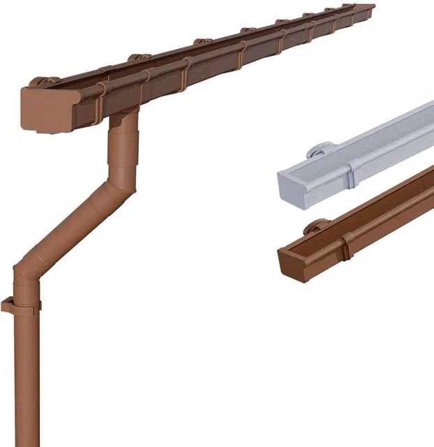 Set de canalón de plástico Inefa de 8 m en color marrón con 83 mm de diámetro