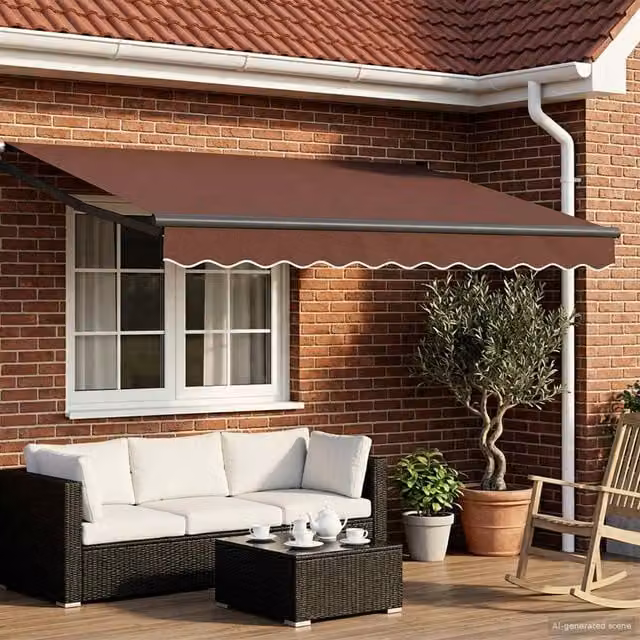 Toldo manual retráctil con LEDs Maison exclusive en marrón y antracita, An/P: 350 x 200 cm