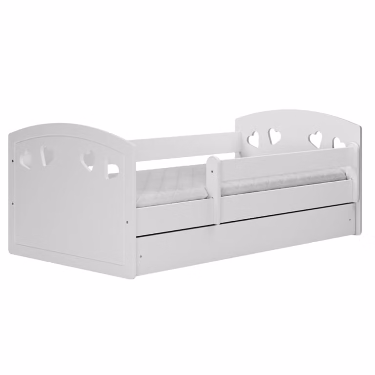Cama infantil Kocot Kids con barrera y cajones en color blanco, An/P: 190 x 80 cm, Al: 140 cm