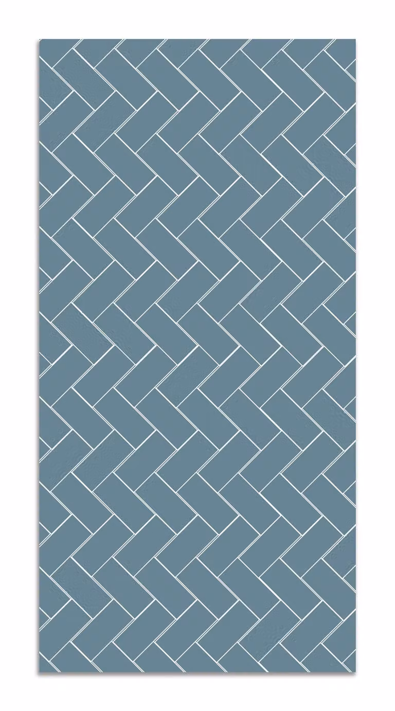 Alfombra de mosaico con diseño de ladrillos en color azul, rectangular y antideslizante, An/P: 80 x 250 cm