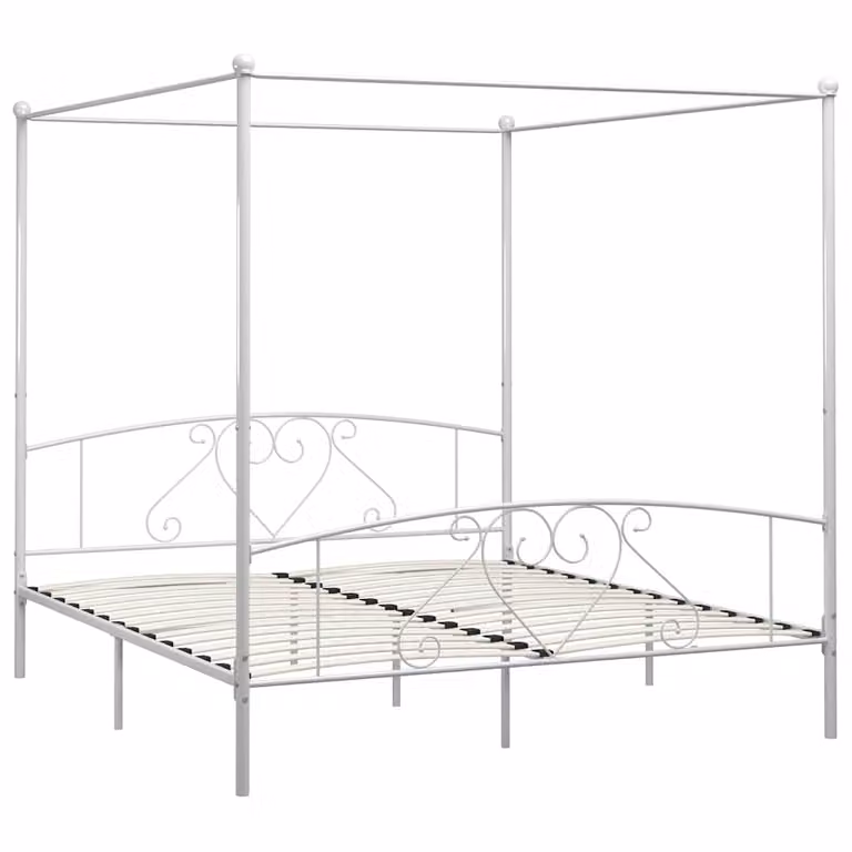 Estructura de cama con dosel vidaXL de metal en color blanco de 200 x 200 cm