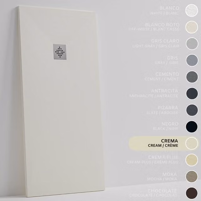 Plato de ducha rectangular Soulhome de resina mineral en color beige con acabado antideslizante, An/P: 100 x 90 cm, Altura: 3 cm