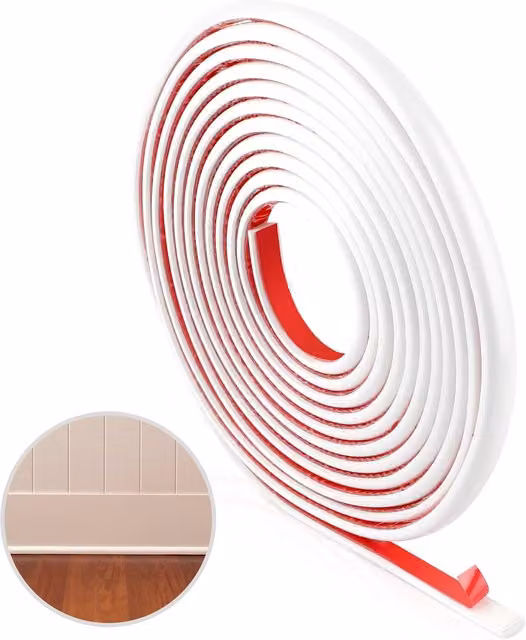 Moldura Adhesiva Flexible REDROAD de PVC Blanca de 5 m para Decoración de Pared, Puerta y Techo