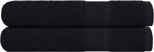 Set de 2 toallas de algodón FROGN de vidaXL en color negro, 100 x 200 cm, 360 g/m²