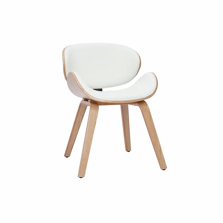Silla de diseño moderna WALNUT en color blanco y madera de roble con tapizado de tela mate