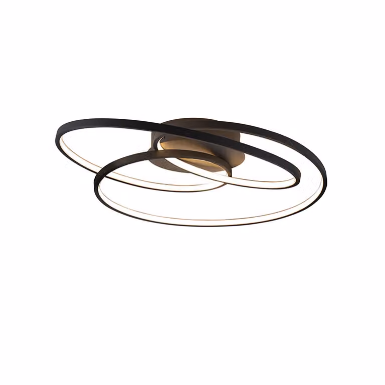 Lámpara de techo LED Trio Lighting Gale de diseño moderno en color negro con regulador de intensidad y acabado en metal, An/P/Al: 60 x 43 cm