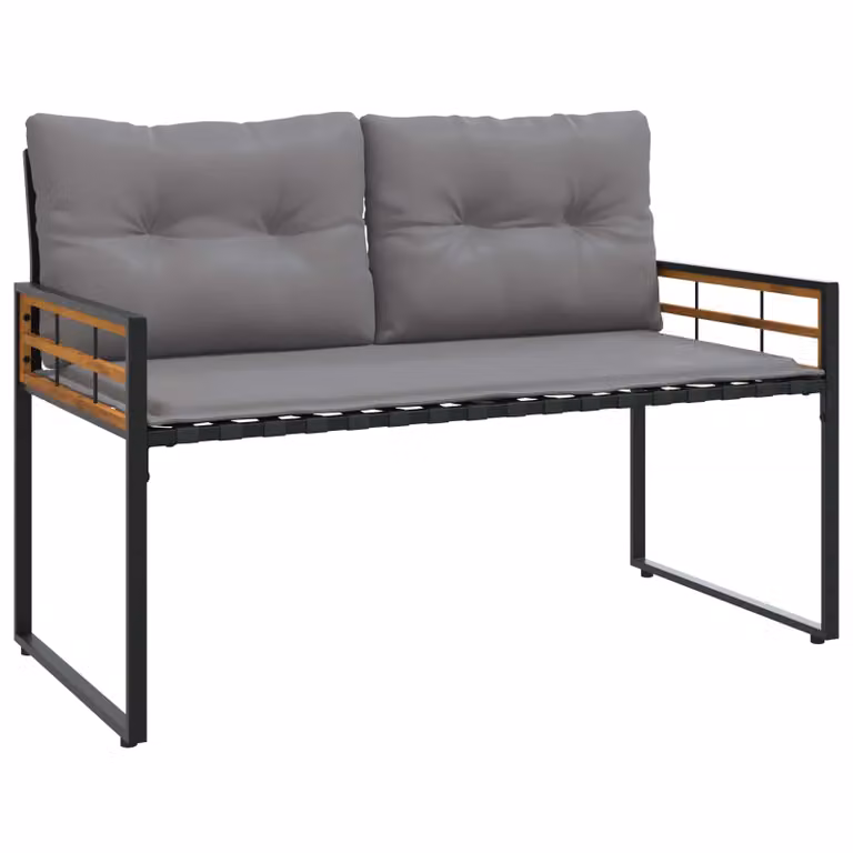 vidaXL Banco de Madera de Acacia con Cojines Gris Claro An/P/Al: 114 x 55 x 77 cm