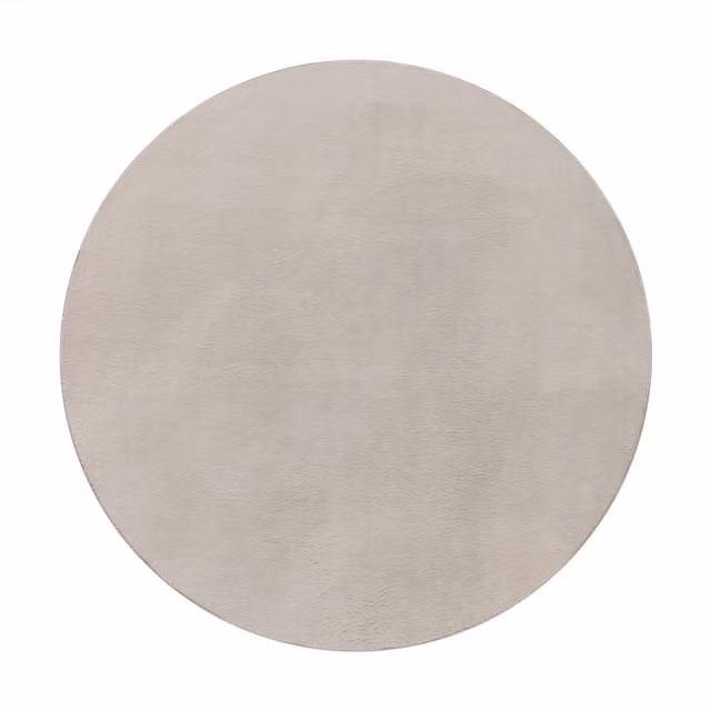 Alfombra redonda Solina beige de 80 cm fabricada en poliéster suave y lavable de alfombra.es