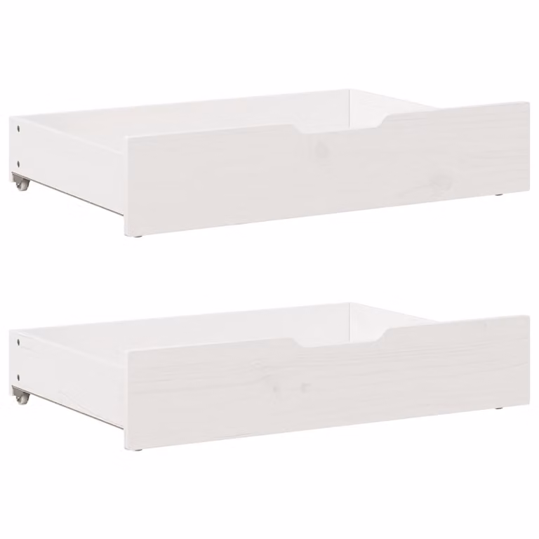 Set de 2 cajones para debajo de la cama vidaXL de madera maciza de pino en color blanco, An/P/Al: 80 x 55 x 17 cm