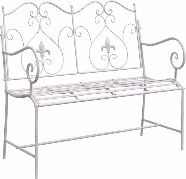 Banco de jardín moderno SYFAX de acero con reposabrazos, resistente a la intemperie, An/P/Al: 110 x 54 x 93 cm