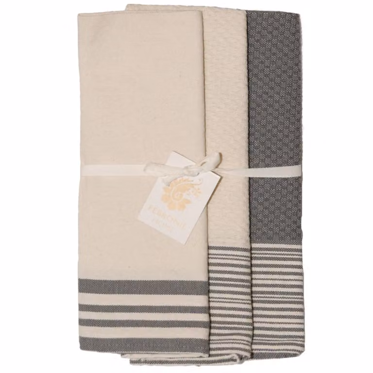 Set de 3 paños de cocina MAHDIA de algodón en color gris, An/Al: 45 x 70 cm