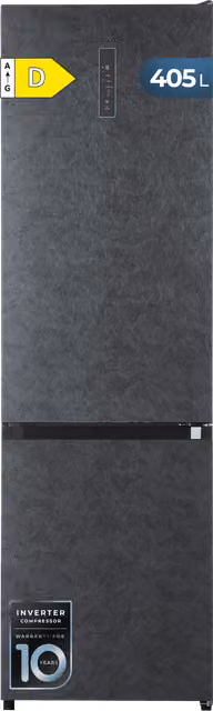 Frigorífico Combi Cecotec Bolero Coolmarket Onyx Stone con Interior Elite Grey, Tecnología No Frost, Display Full Color y Zero Degree Zone