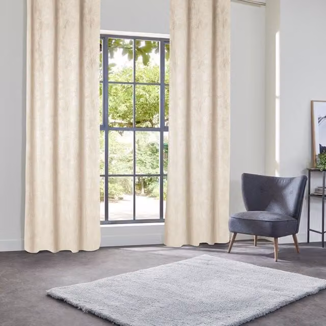 Cortina opaca Fujo de Atmosphera con efecto lino y terciopelo en color beige o azul, An/Al: 135 x 260 cm