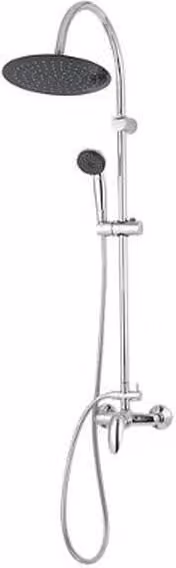 Set de ducha monomando Blyth de Goodhome con columna rígida, mando de ducha y desviador en acabado cromado para montaje en pared