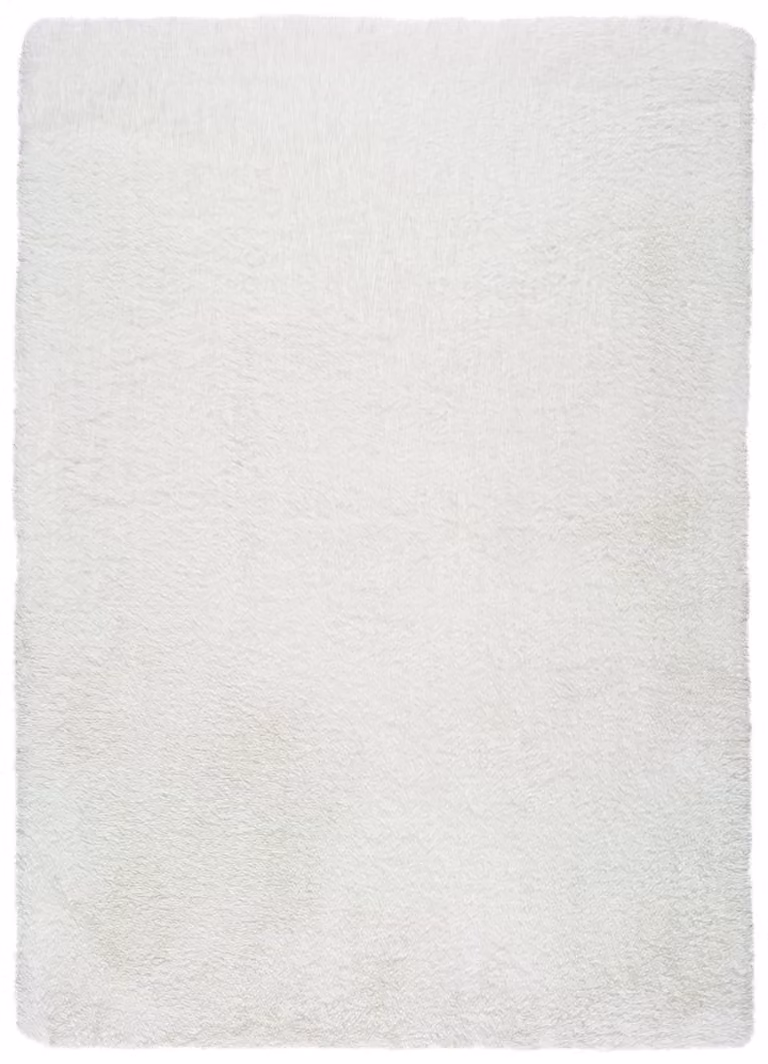Alfombra Shaggy Atticgo blanca de pelo largo en poliéster, lavable y antideslizante, An/P: 80 x 150 cm