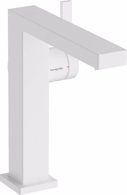 Grifo monomando para lavabo Hansgrohe Tecturis E Fine 150 en blanco mate con vaciador push open y tecnología CoolStart