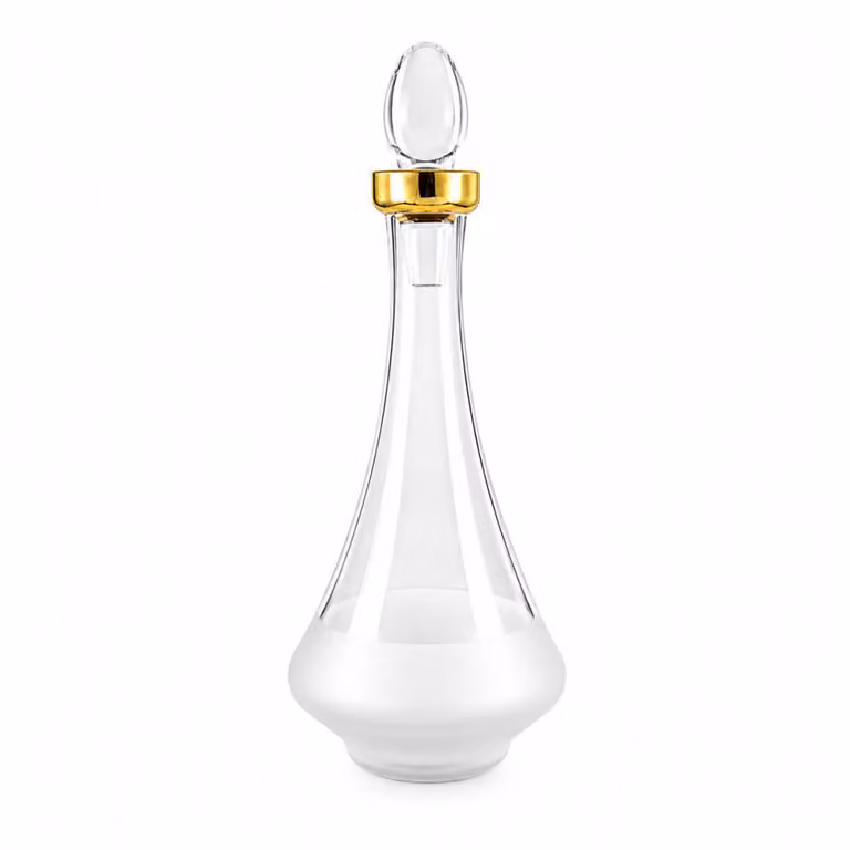 Decantador de cristal Aulica con borde dorado y diseño transparente