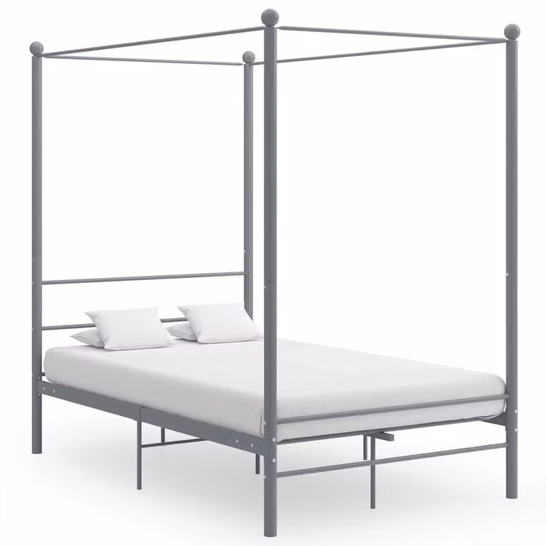 Estructura de cama con dosel vidaXL de metal en color gris, An/P: 120 x 200 cm