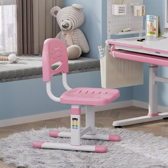 Silla de escritorio infantil Sauda de en.casa, ergonómica y ajustable, color rosa y blanco, An/P/Al: 75 x 36 x 46 cm