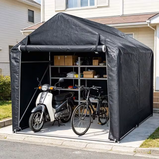Carpa para motos y bicicletas Wolketon XL Gris, sin suelo, con protección anti-UV, An/P/Al: 218 x 157 x 166 cm
