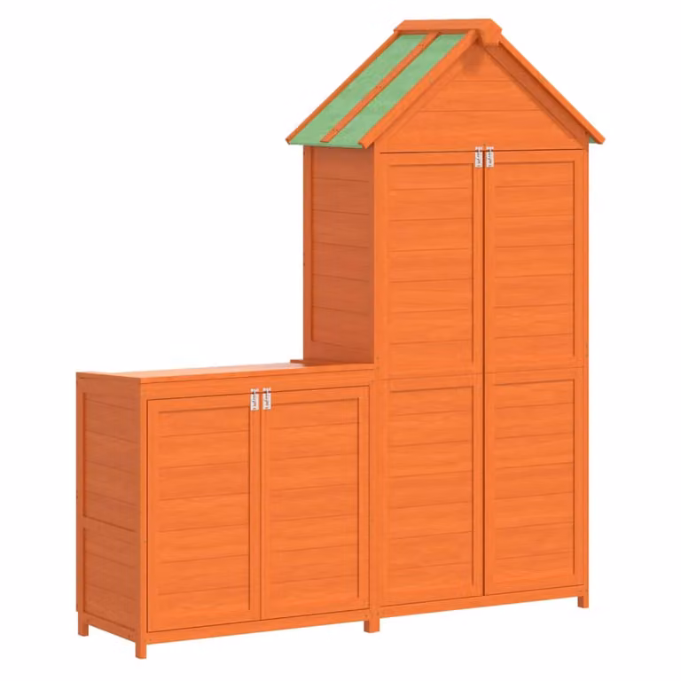 Set de 2 cobertizos para herramientas de jardín vidaXL en madera de pino color marrón estilo rústico