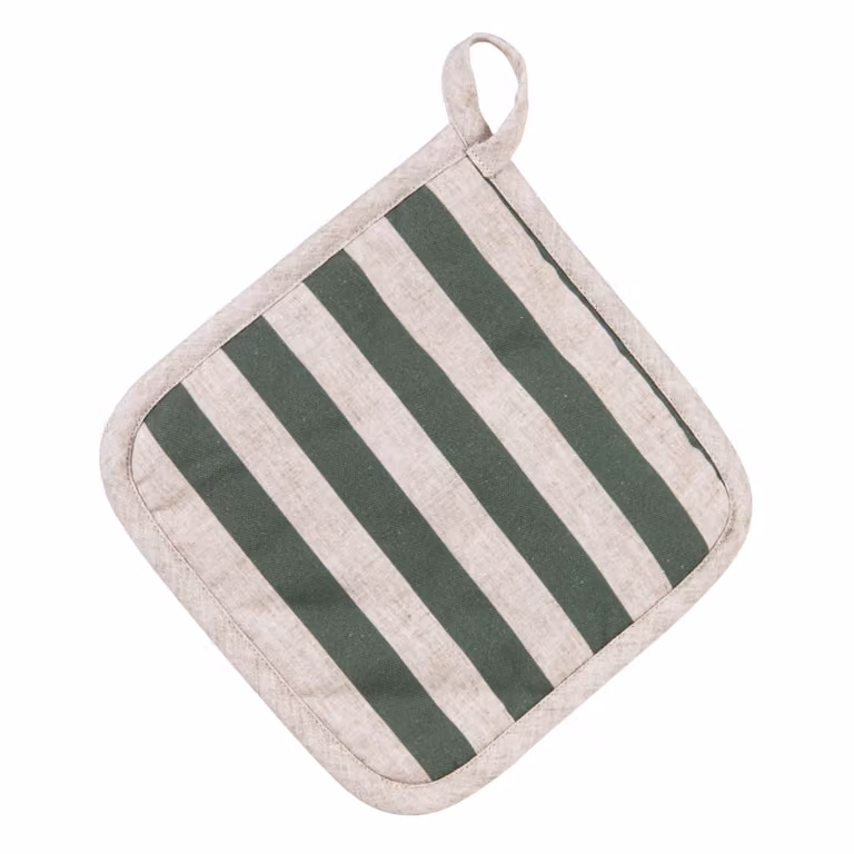 Agarradera de cocina de algodón Maison du Monde con rayas verdes y beige de 20x20 cm