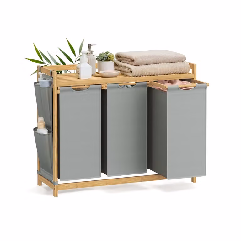 Cesto para ropa sucia Songmics de 3 unidades, 50 l cada uno, color gris, An/P/Al: 94 x 33 x 78 cm