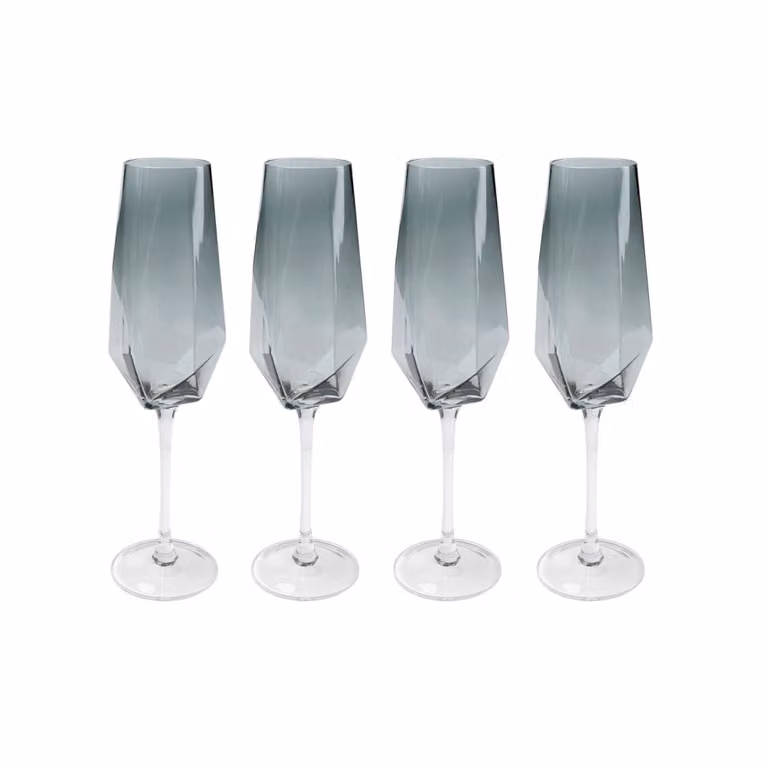 Juego de 4 copas de champán de cristal de Kare Design en color gris