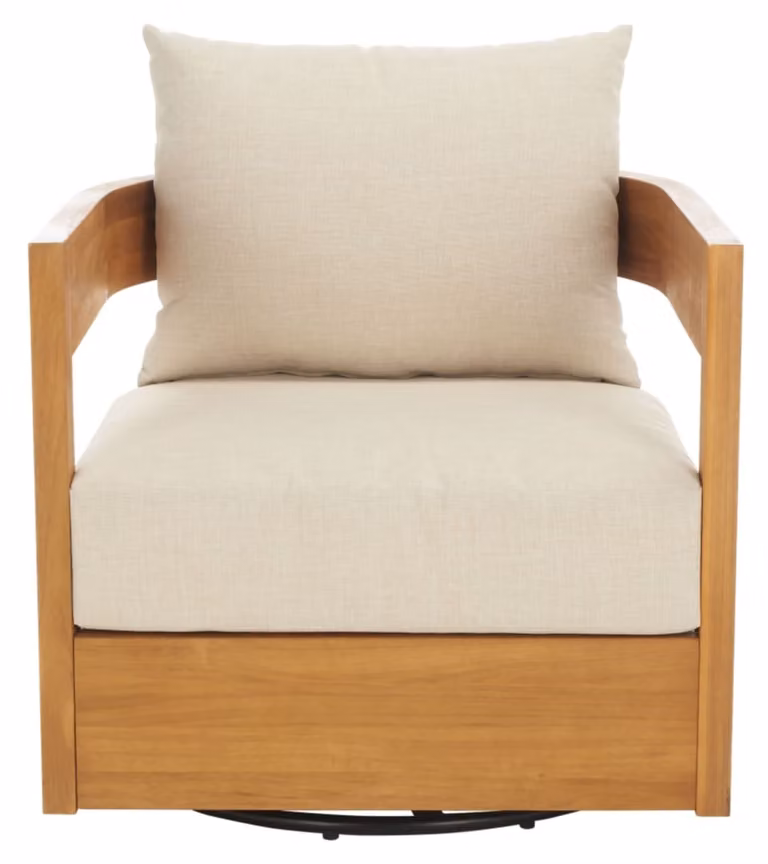 Bañera de exterior Safavieh con estructura de madera maciza tratada y cojines beige para jardín o terraza