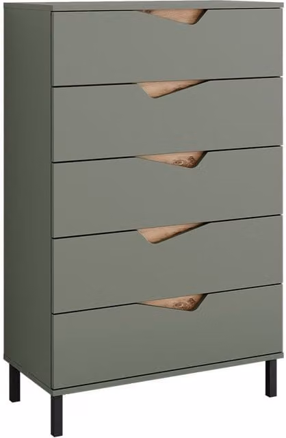 Aparador Marelle Vicco en color verde y roble con 5 cajones, An/Al: 120 x 76 cm