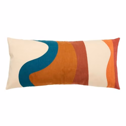 Cojín rectangular Homy de Atmosphera en color naranja y multicolor, An/P/Al: 75 x 35 cm
