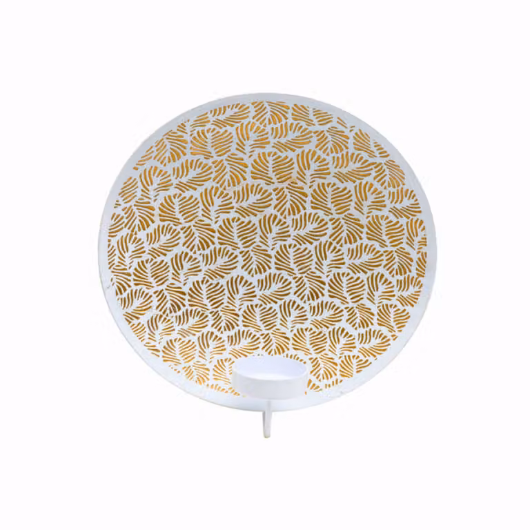 Portavelas decorativo de metal con diseño floral Sia Deco, color dorado, Altura: 20 cm