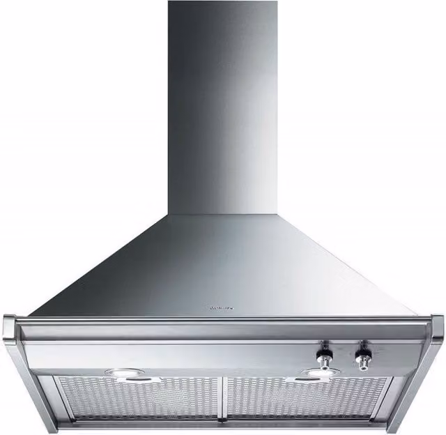 Campana decorativa de pared Smeg en acero inoxidable color plata