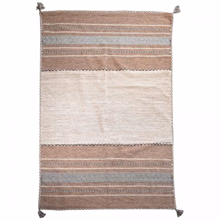 Alfombra kilim Un amour de tapis de algodón para dormitorio en beige y marrón, An x P: 120 x 170 cm