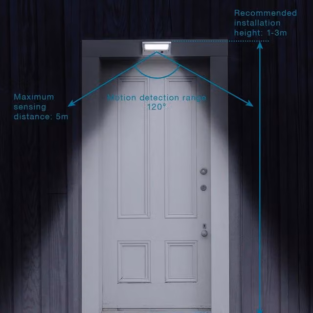 Aplique solar exterior Lumisky Derby LED color negro con luz blanco frío de 6500K, intensidad regulable, sensor crepuscular, temporizador y protección IP44