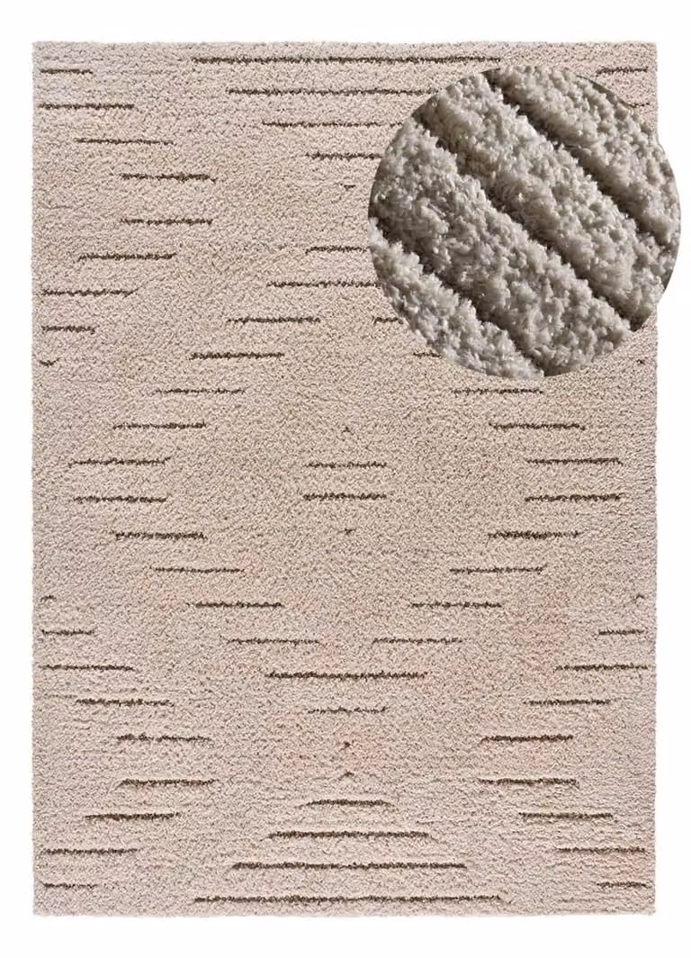 Alfombra shaggy escandinava Atticgo de diseño geométrico en color beige, An/P: 160 x 230 cm