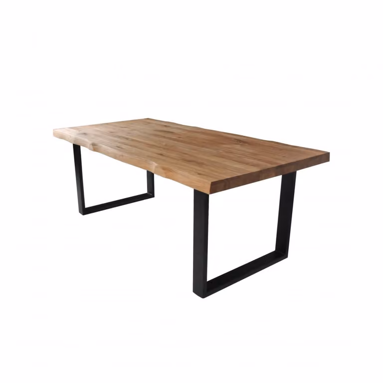 Mesa de comedor rectangular de roble macizo Weber Industries para 8 personas con acabado live edge en colores marrón, negro o beige