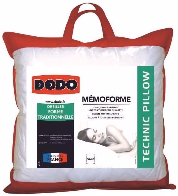 Almohada de memoria de forma Dodo en color blanco con funda de algodón, An/An/Al: 60 x 60 x 16,4 cm