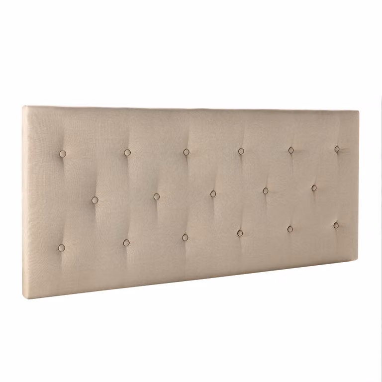 Cabecero tapizado minimalista de pared con estructura de madera y panel geométrico en color beige An: 140 cm, Al: 60 cm