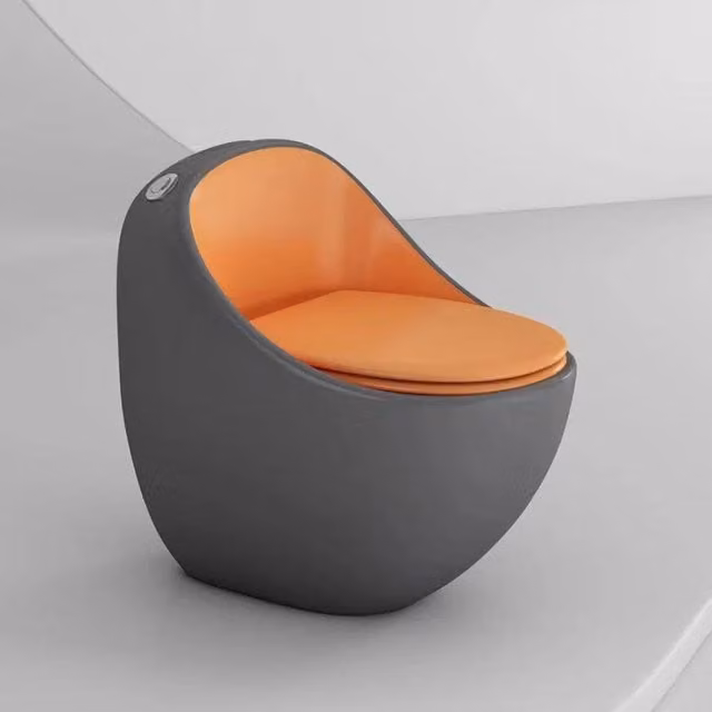 Inodoro monobloque de diseño Emilio Fanini en cerámica multicolor con sistema rimless y cierre suave, de pie, An/P/Al: 37 x 60 x 69 cm